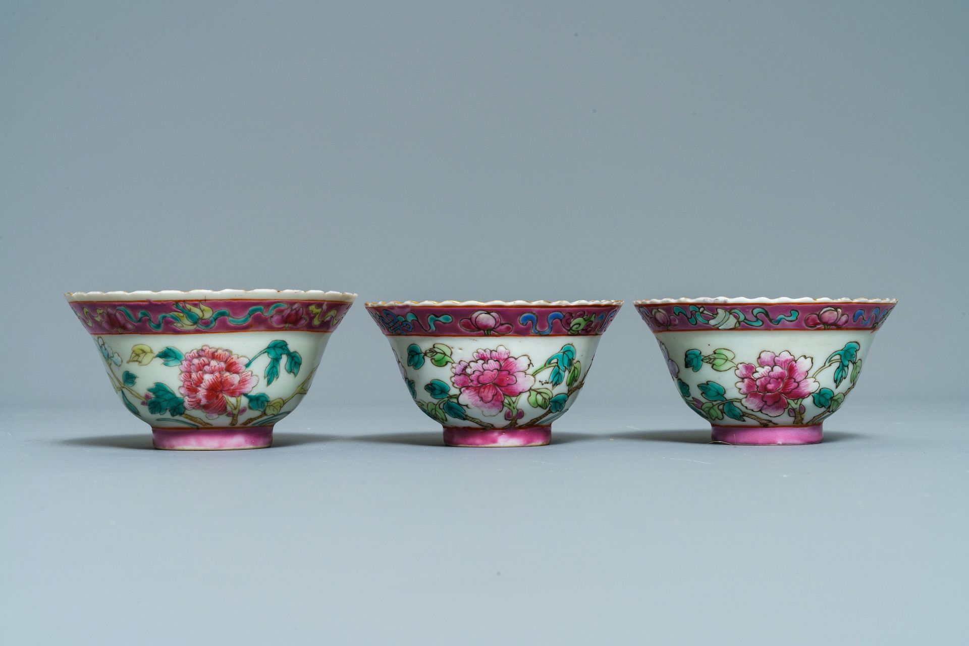 Ten Chinese famille rose bowls and two saucers for the Straits or Peranakan market, 19th C. - Image 4 of 23