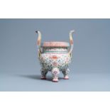 An imperial Chinese famille rose 'bajixiang' tripod censer, Daoguang mark and of the period