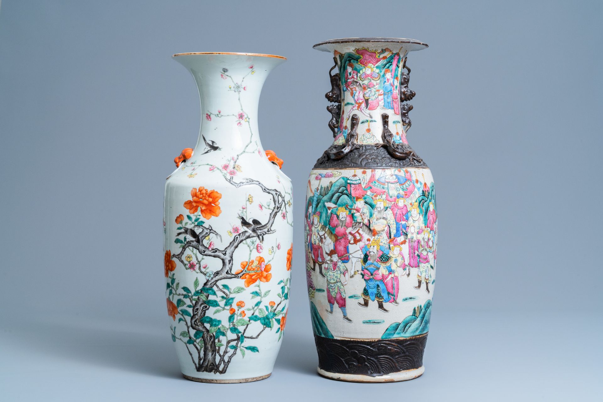 Two Chinese famille rose vases, 19/20th C.