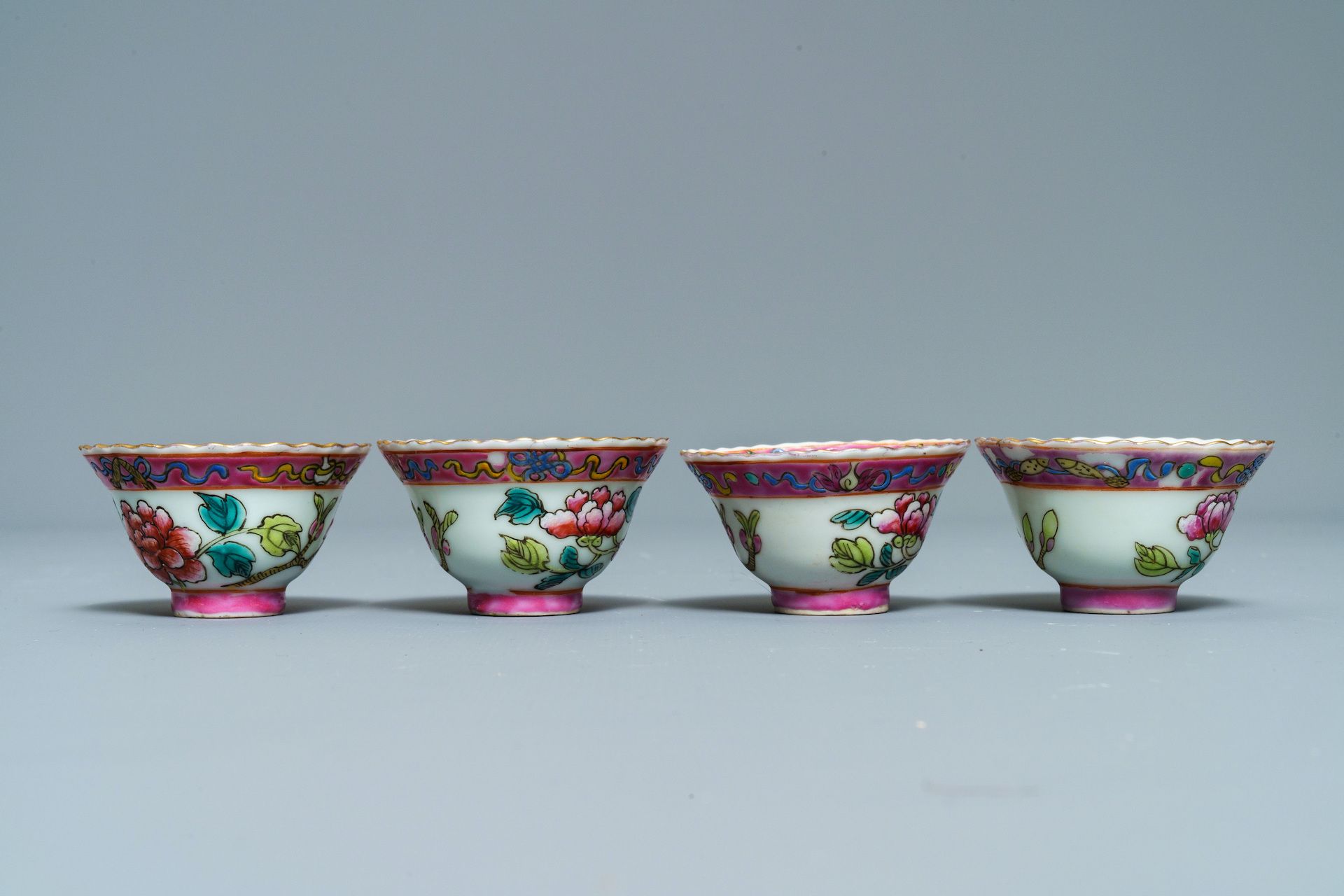 Ten Chinese famille rose bowls and two saucers for the Straits or Peranakan market, 19th C. - Image 3 of 23