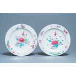 A pair of Chinese famille rose dishes with floral design, Yongzheng
