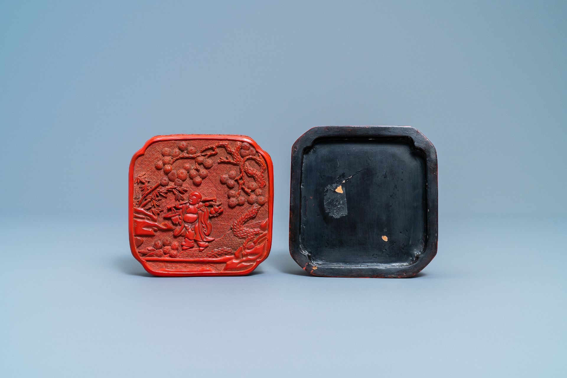 A Chinese red cinnabar lacquer four-tiered box, Wanli - Image 2 of 15