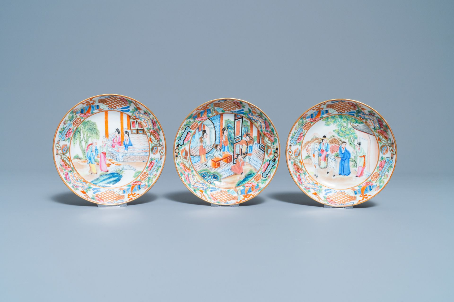 A Chinese Canton famille rose tea service, 19th C. - Image 20 of 27