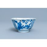 A square Chinese blue and white bowl, Chenghua mark, Kangxi