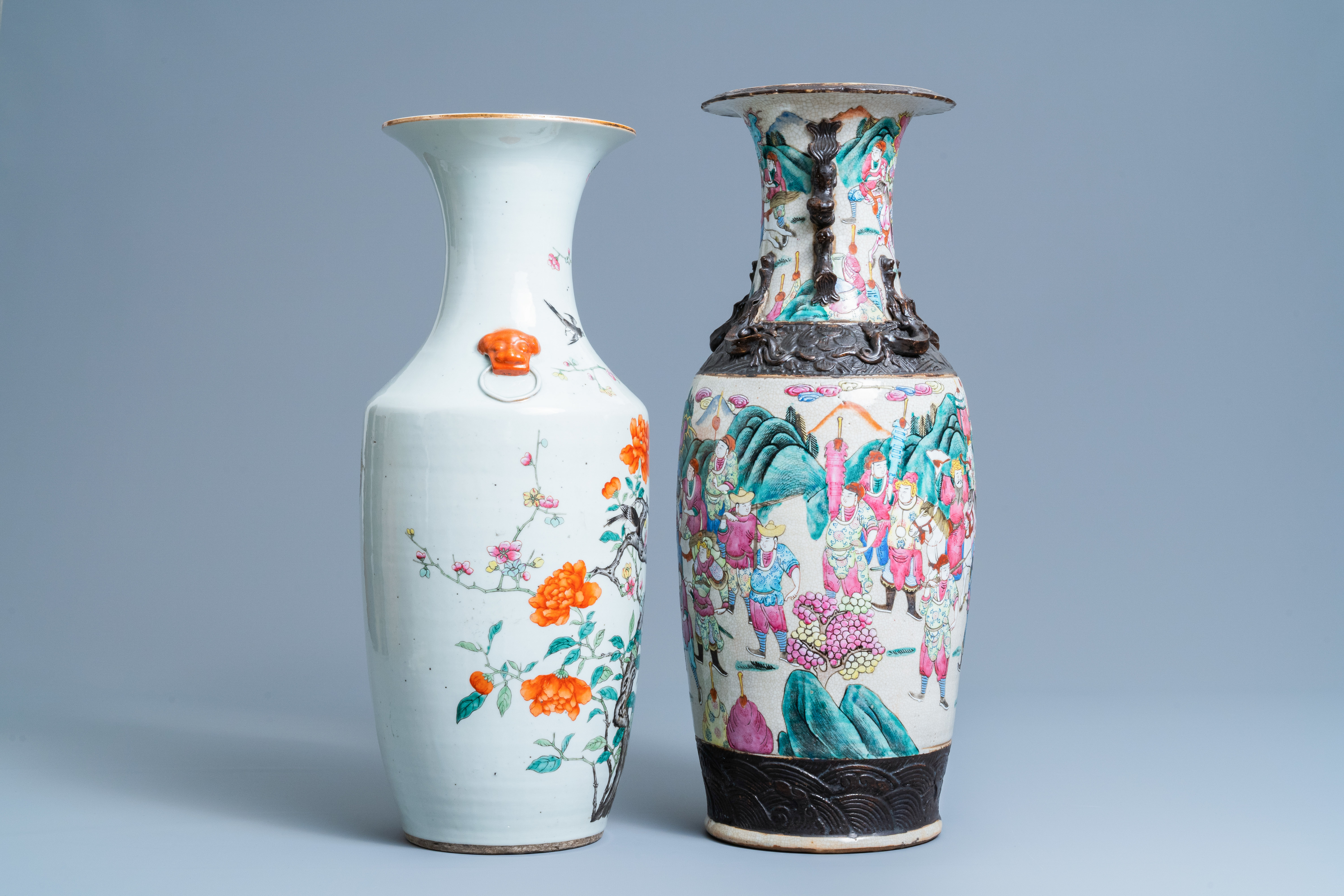 Two Chinese famille rose vases, 19/20th C. - Image 2 of 6