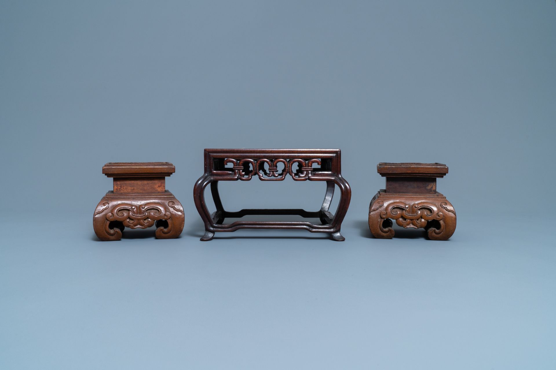 Five Chinese wooden stands, 19/20th C. - Image 10 of 13