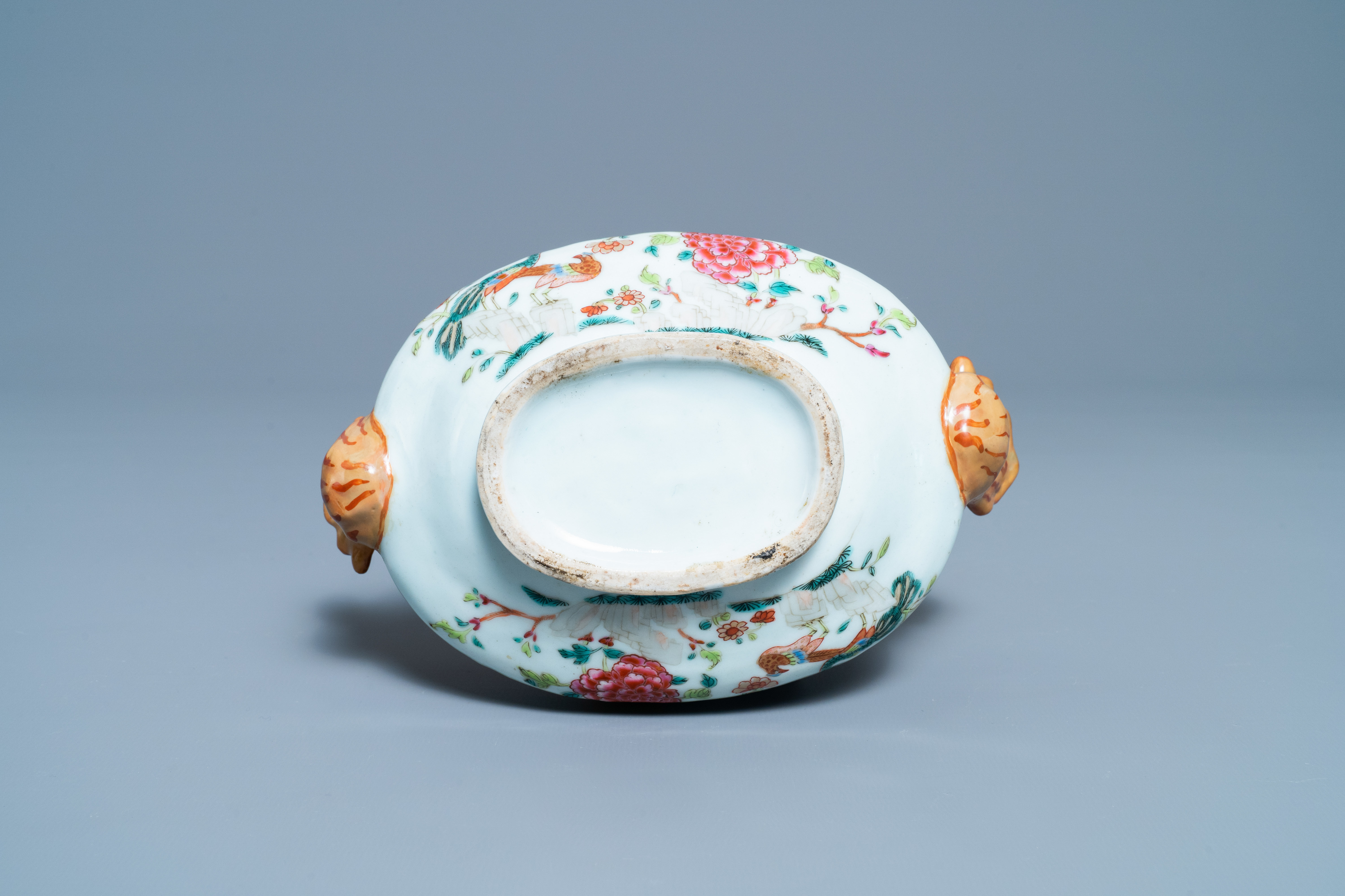 Five Chinese famille rose 'double peacock' porcelain wares, Qianlong - Image 11 of 11