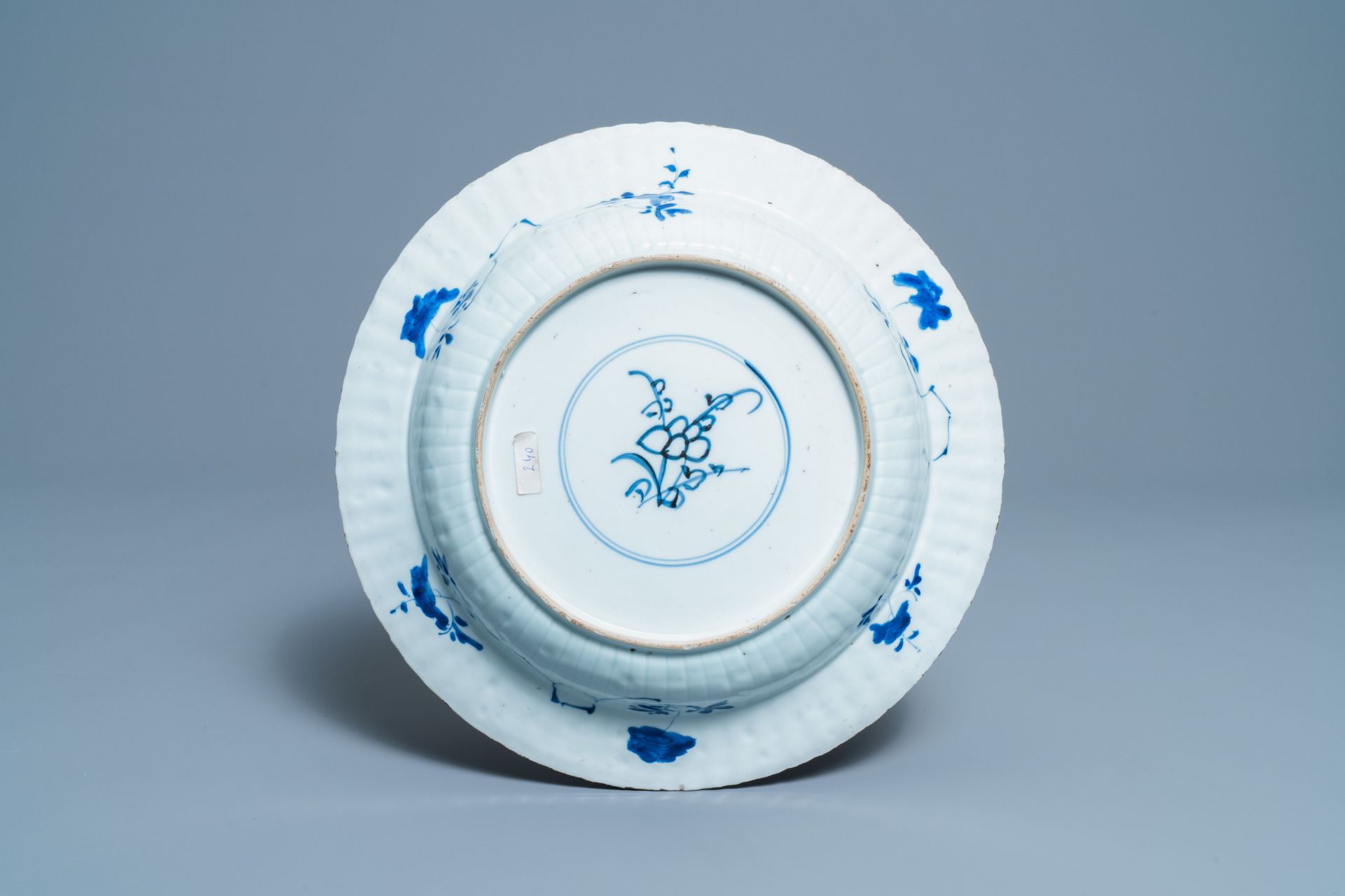 A Chinese blue and white lobed dish, Kangxi - Image 2 of 2