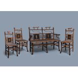 Three bamboo 'Japonism' chairs and a bench, probably Da• Nippon, Paris, late 19th C.