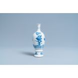 A Chinese blue and white vase with floral design, Kangxi