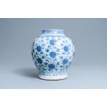 A Chinese blue and white 'lotus scroll' vase, Wanli
