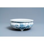 A Chinese blue and white tripod censer with a landscape, Dehua, Kangxi