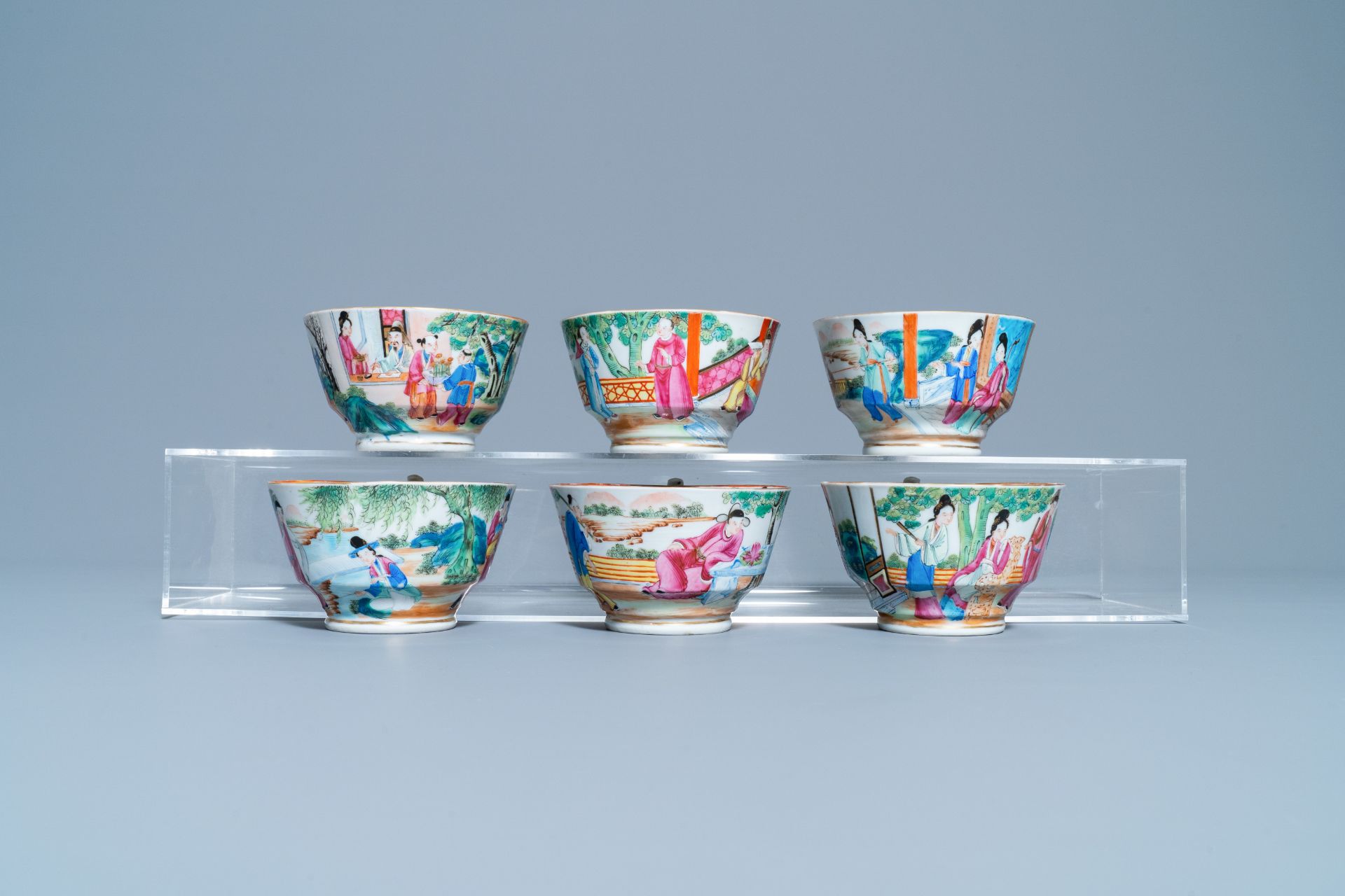 A Chinese Canton famille rose tea service, 19th C. - Image 11 of 27