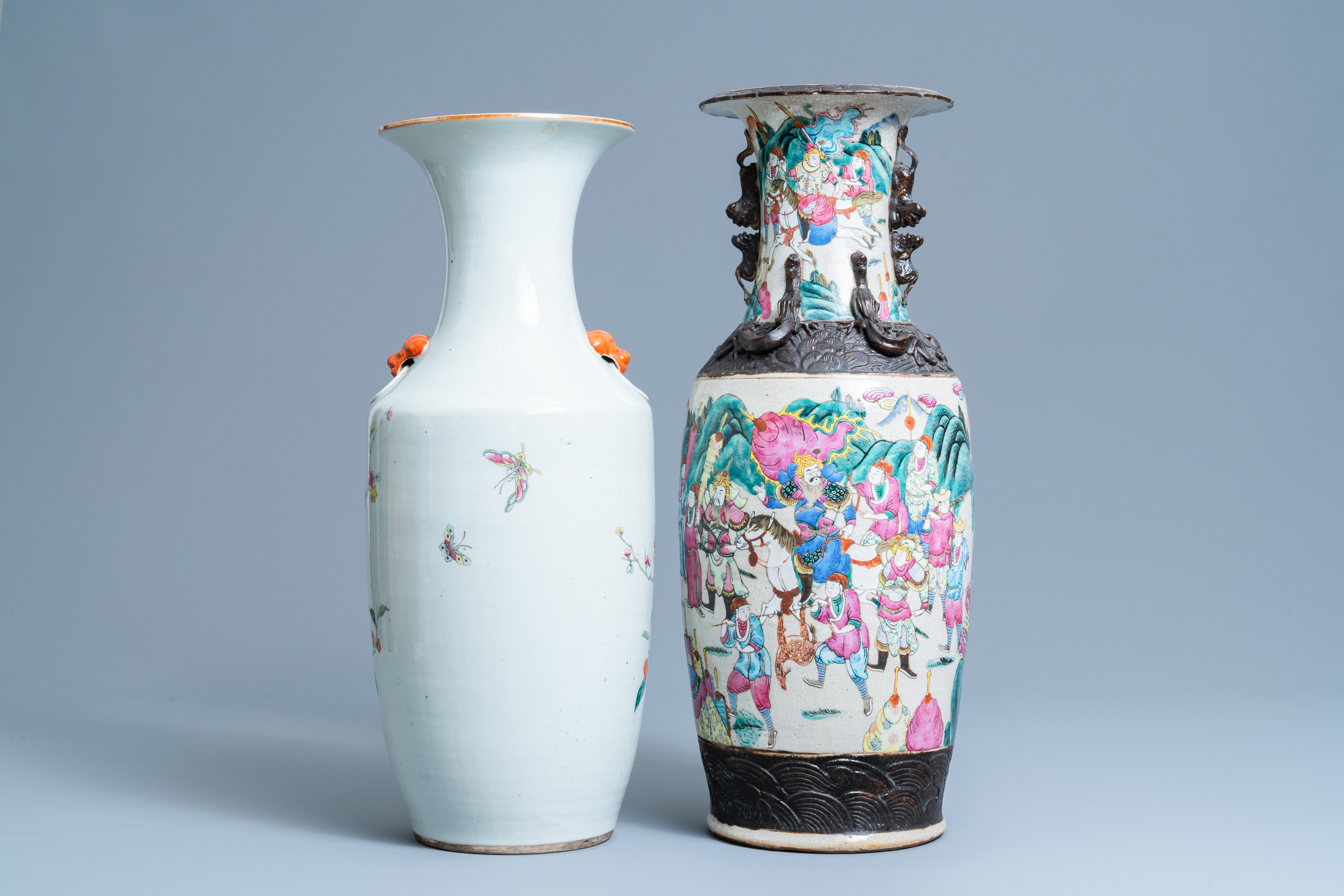 Two Chinese famille rose vases, 19/20th C. - Image 3 of 6