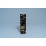 An imperial Chinese cylindrical painted and lacquered wood edict container, 17/18th C.