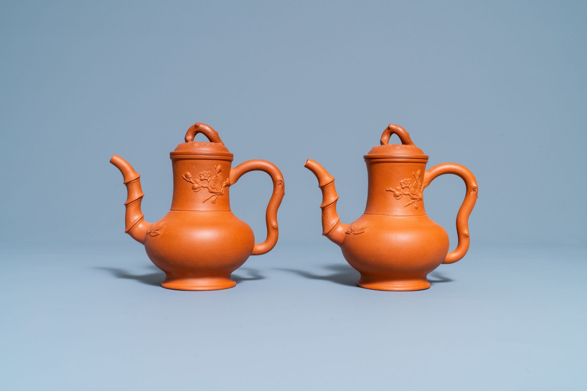 A pair of Chinese Yixing stoneware teapots and covers, Kangxi - Image 3 of 8