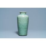 A Chinese monochrome celadon crackle-glazed vase, 19th C.