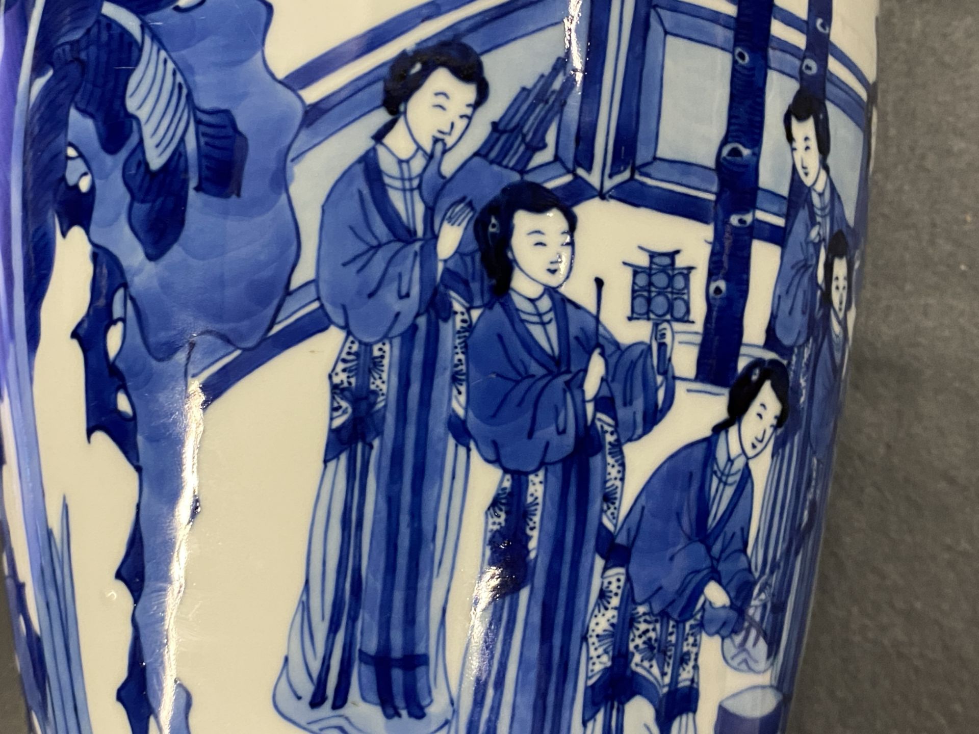 A Chinese blue and white vase with female musicians and dancers, Kangxi - Image 16 of 25