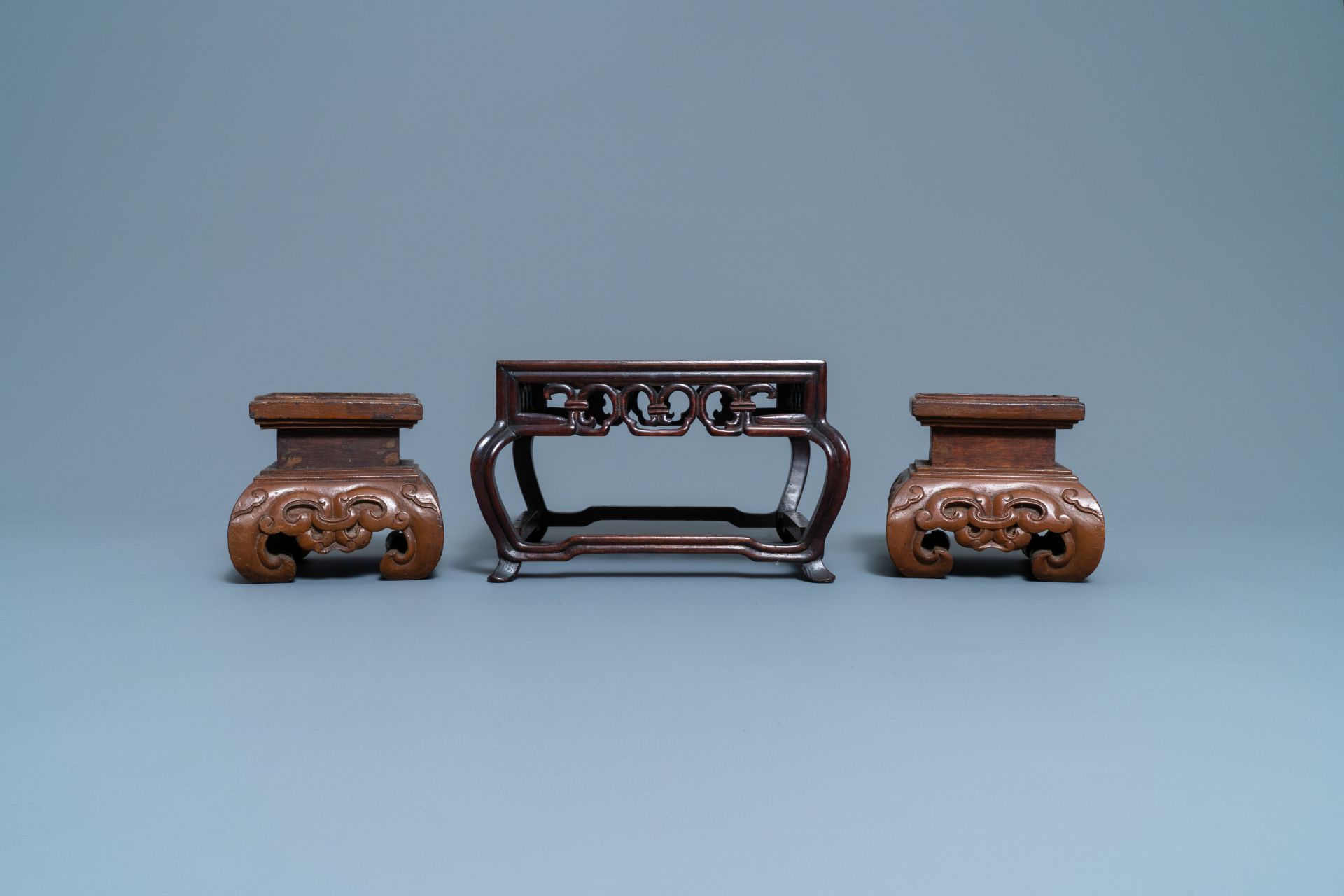 Five Chinese wooden stands, 19/20th C. - Image 9 of 13