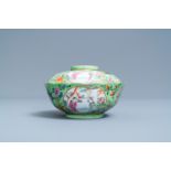 A Chinese green-ground famille rose bowl and cover, Daoguang mark and of the period