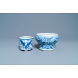 Two Chinese blue and white censers, 19th C.