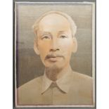 Vietnamese school, Nha Trang, 20th C.: an embroidered silk portrait of Ho Chi Minh