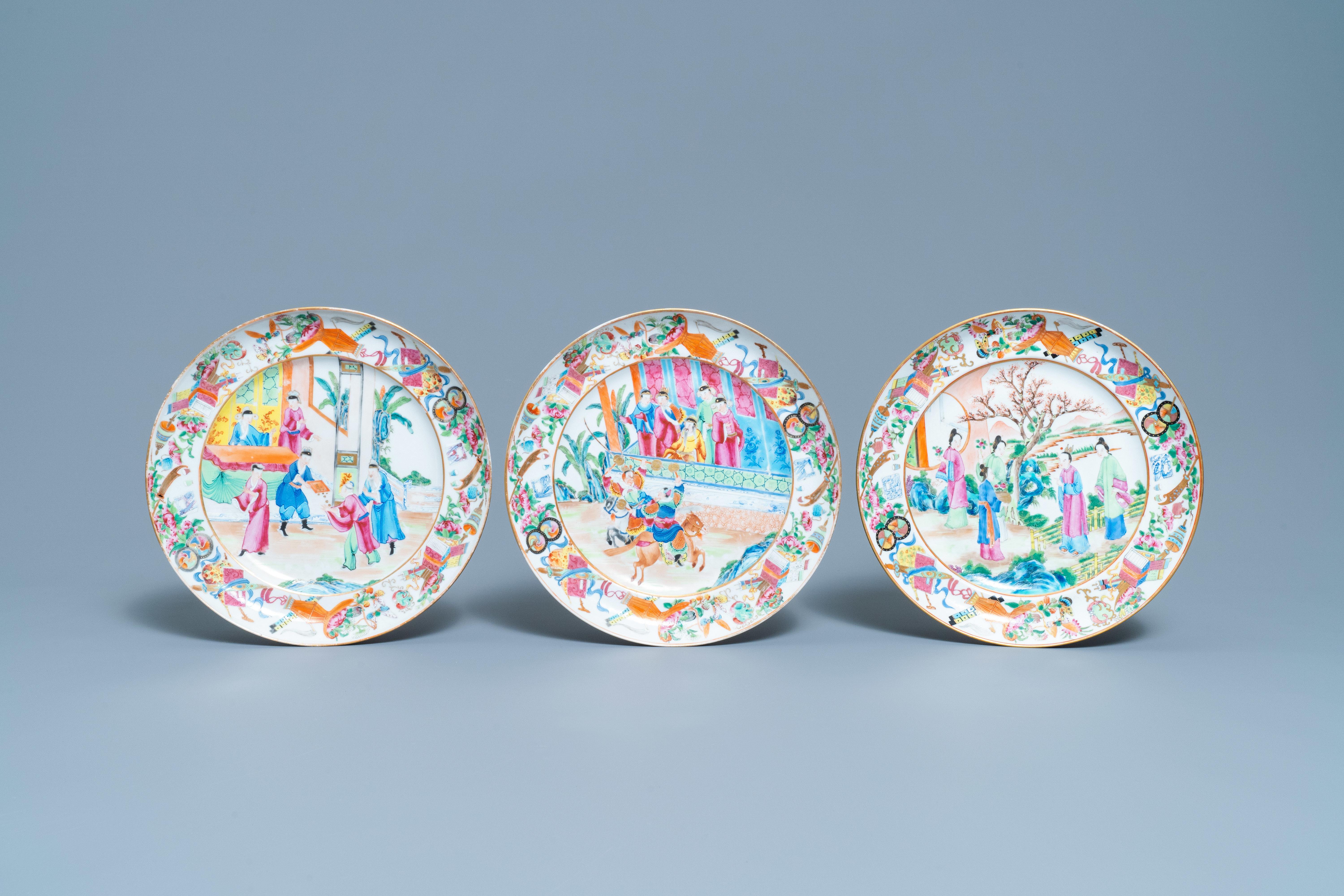 Five Chinese Canton famille rose dishes, 19th C. - Image 2 of 5