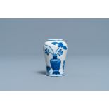 A Chinese blue and white snuff bottle, Yongzheng mark, 18/19th C.