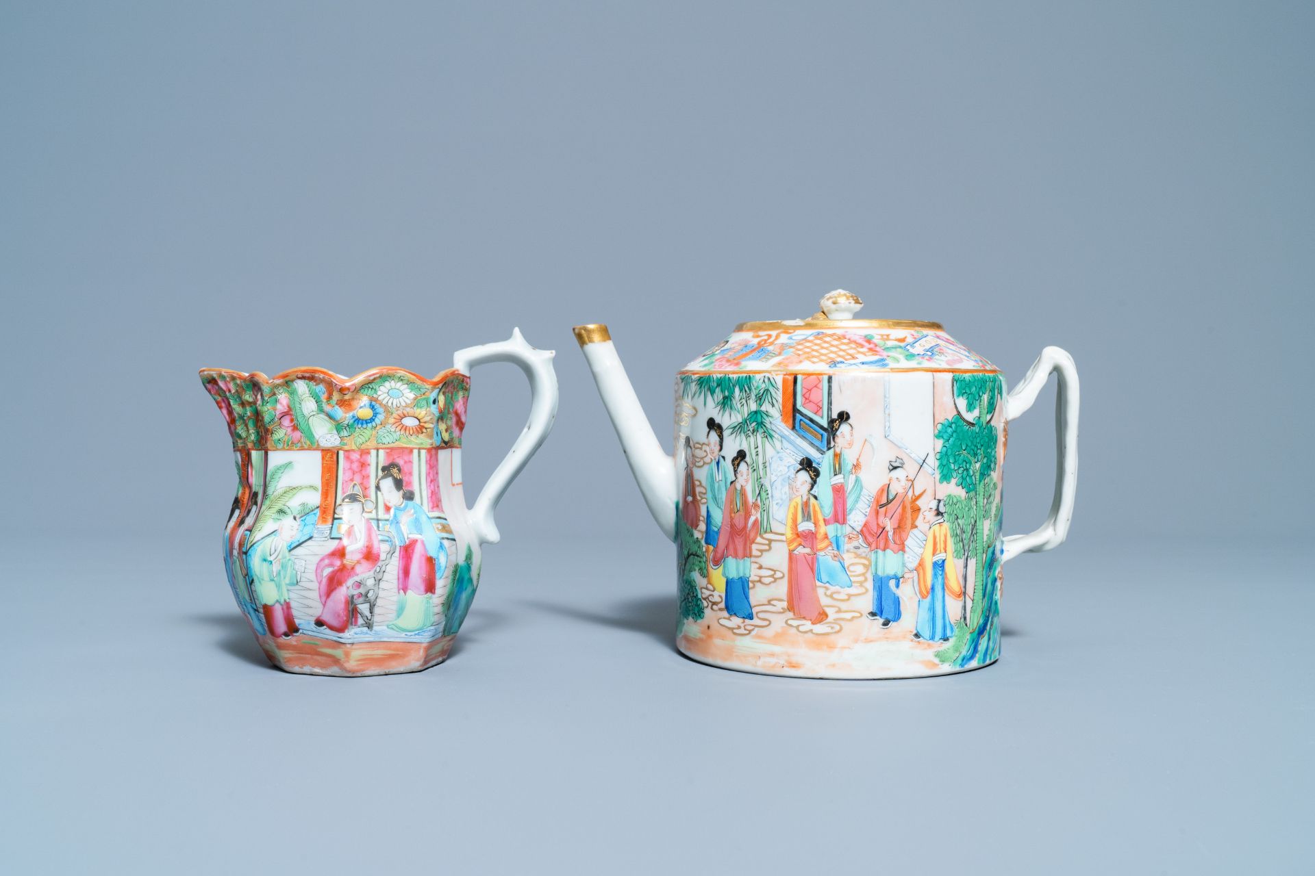 A Chinese Canton famille rose tea service, 19th C. - Image 2 of 27