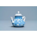 A Chinese blue and white soft paste miniature teapot, Kangxi