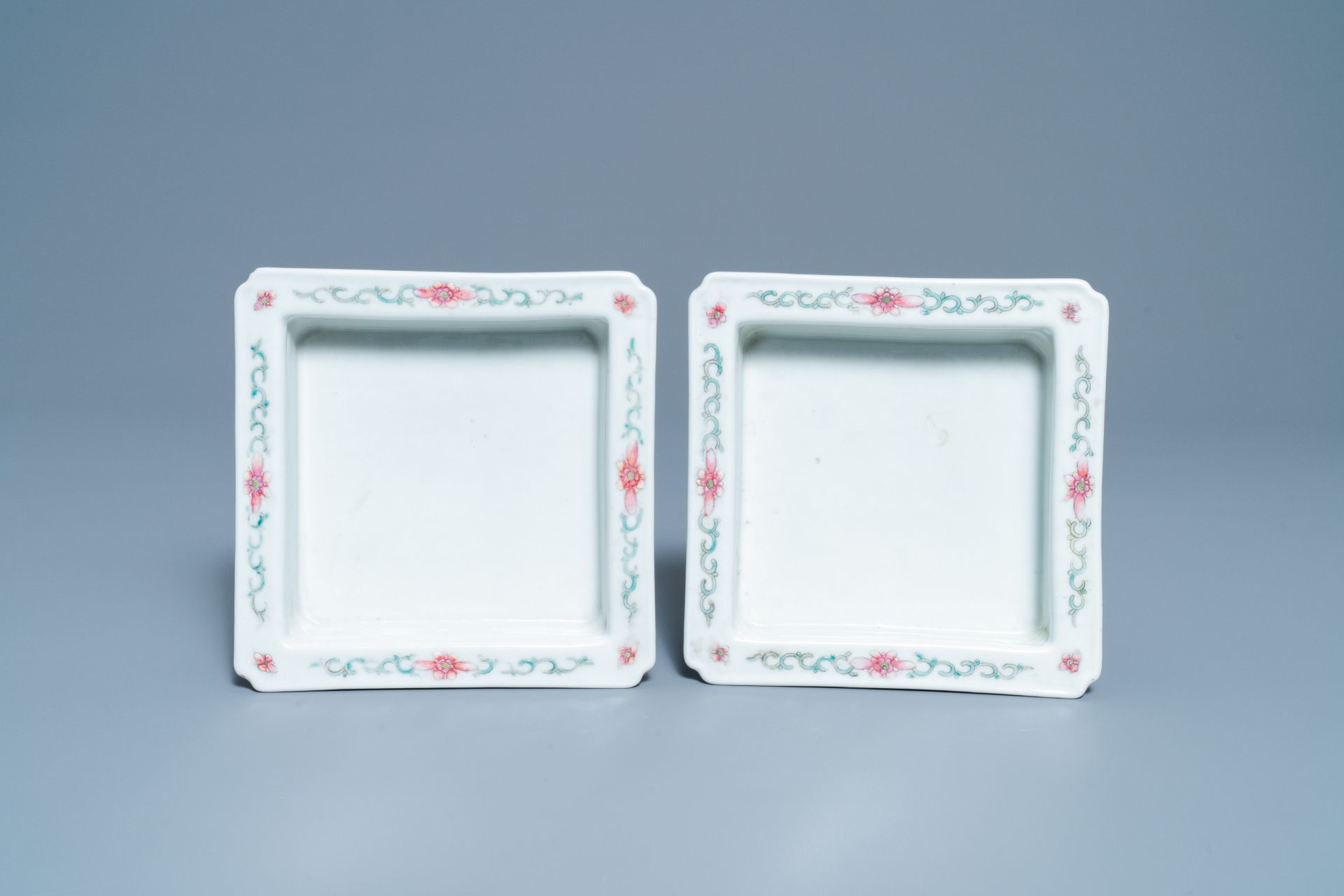 A pair of Chinese famille rose jardinières on stands, Qianlong mark, Republic - Image 9 of 10