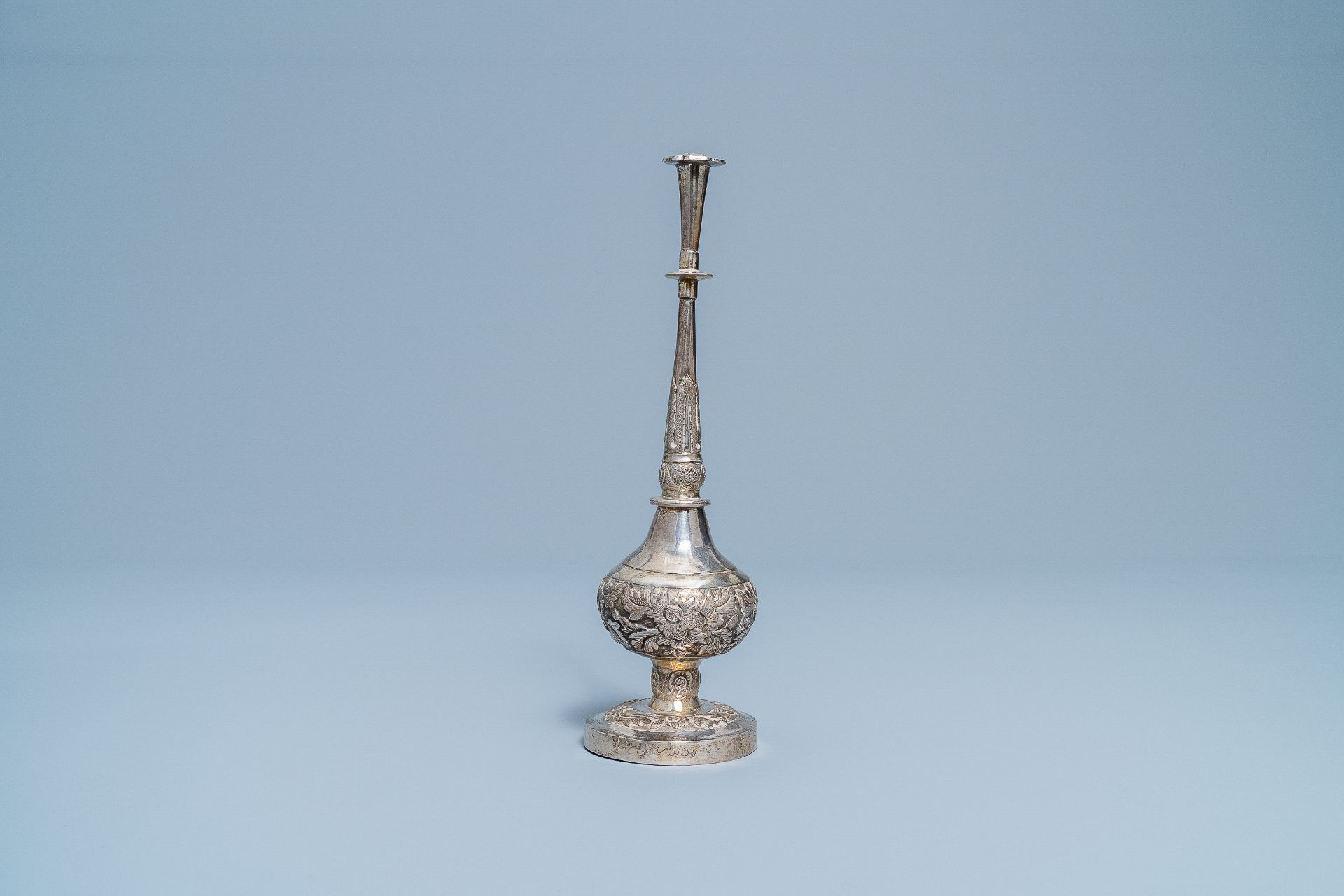 A Chinese inscribed Islamic market silver rosewater sprinkler, 19th C. - Image 4 of 7