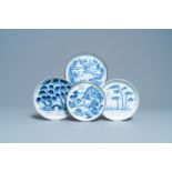 Four Chinese blue and white Vietnamese market 'Bleu de Hue' plates, 19th C.