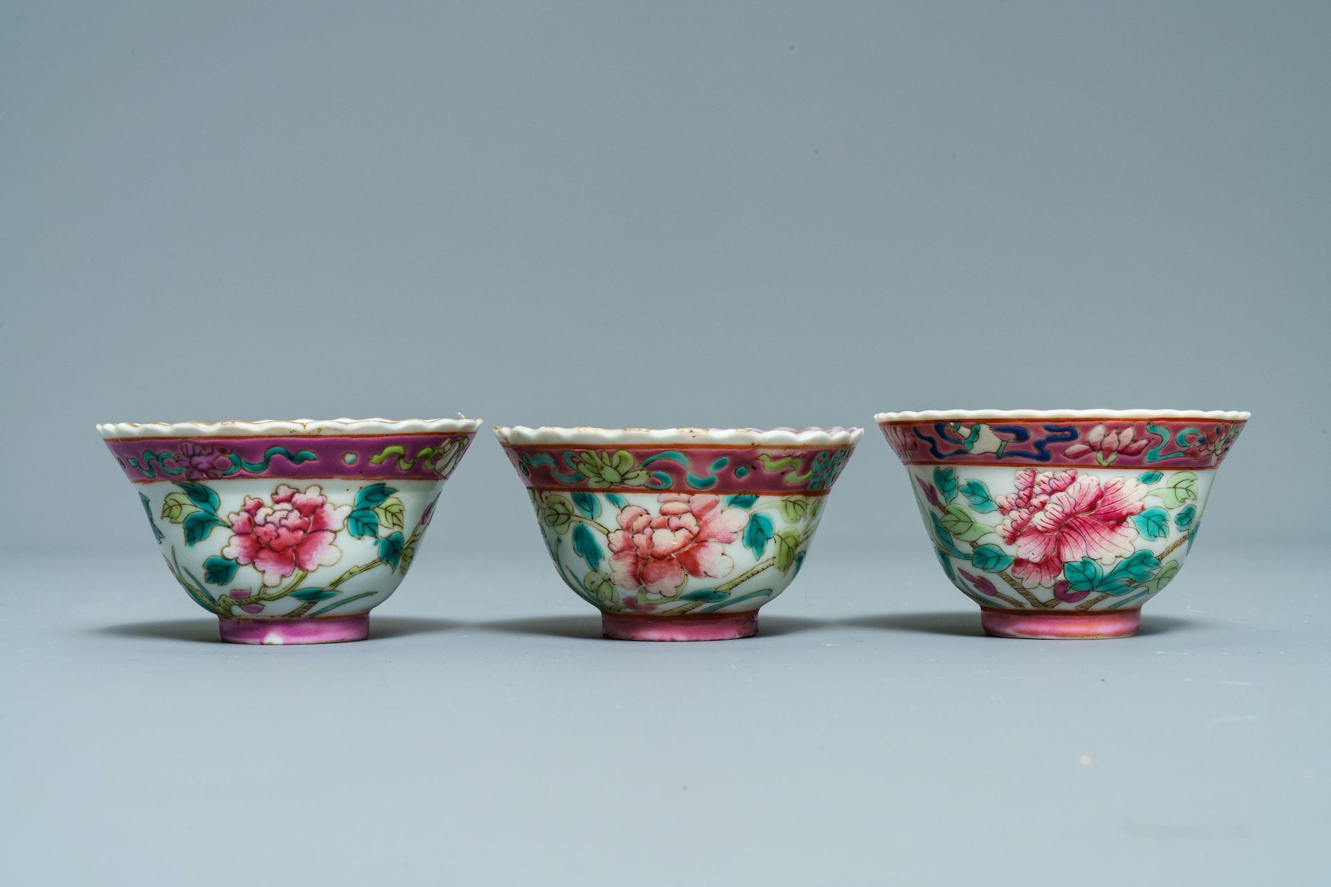 Ten Chinese famille rose bowls and two saucers for the Straits or Peranakan market, 19th C. - Image 6 of 23