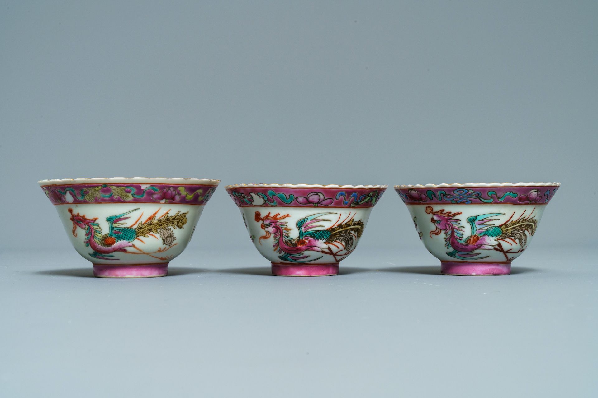 Ten Chinese famille rose bowls and two saucers for the Straits or Peranakan market, 19th C. - Image 5 of 23