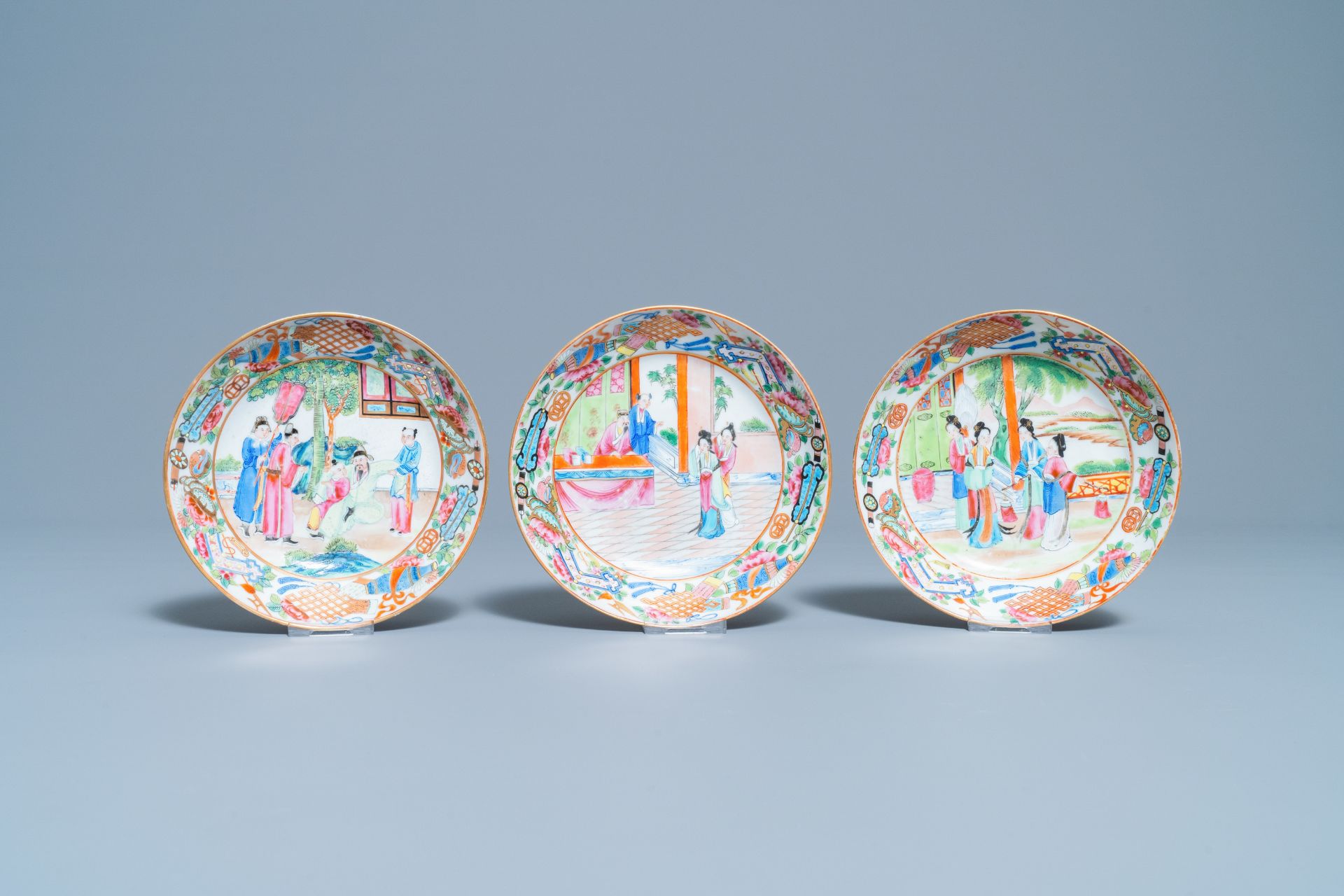 A Chinese Canton famille rose tea service, 19th C. - Image 22 of 27