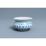 A Chinese blue and white inscribed censer, Kangxi