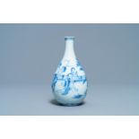 A Chinese blue and white pear-shaped bottle vase, Kangxi