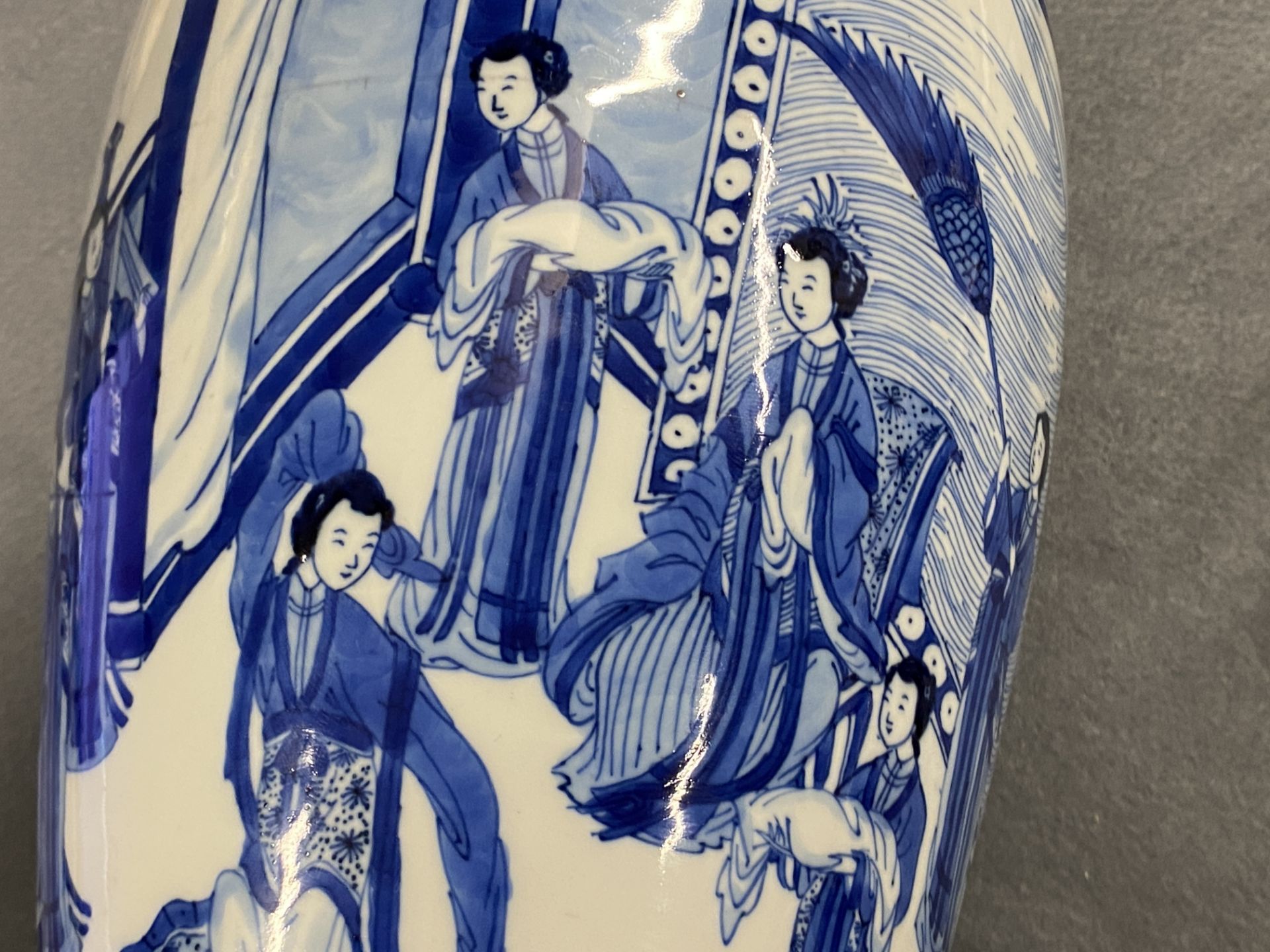 A Chinese blue and white vase with female musicians and dancers, Kangxi - Image 18 of 25