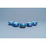 Four Vietnamese Phap Lam Hue enamel bowls & a box & cover, Minh Mang mark, 1820-1841