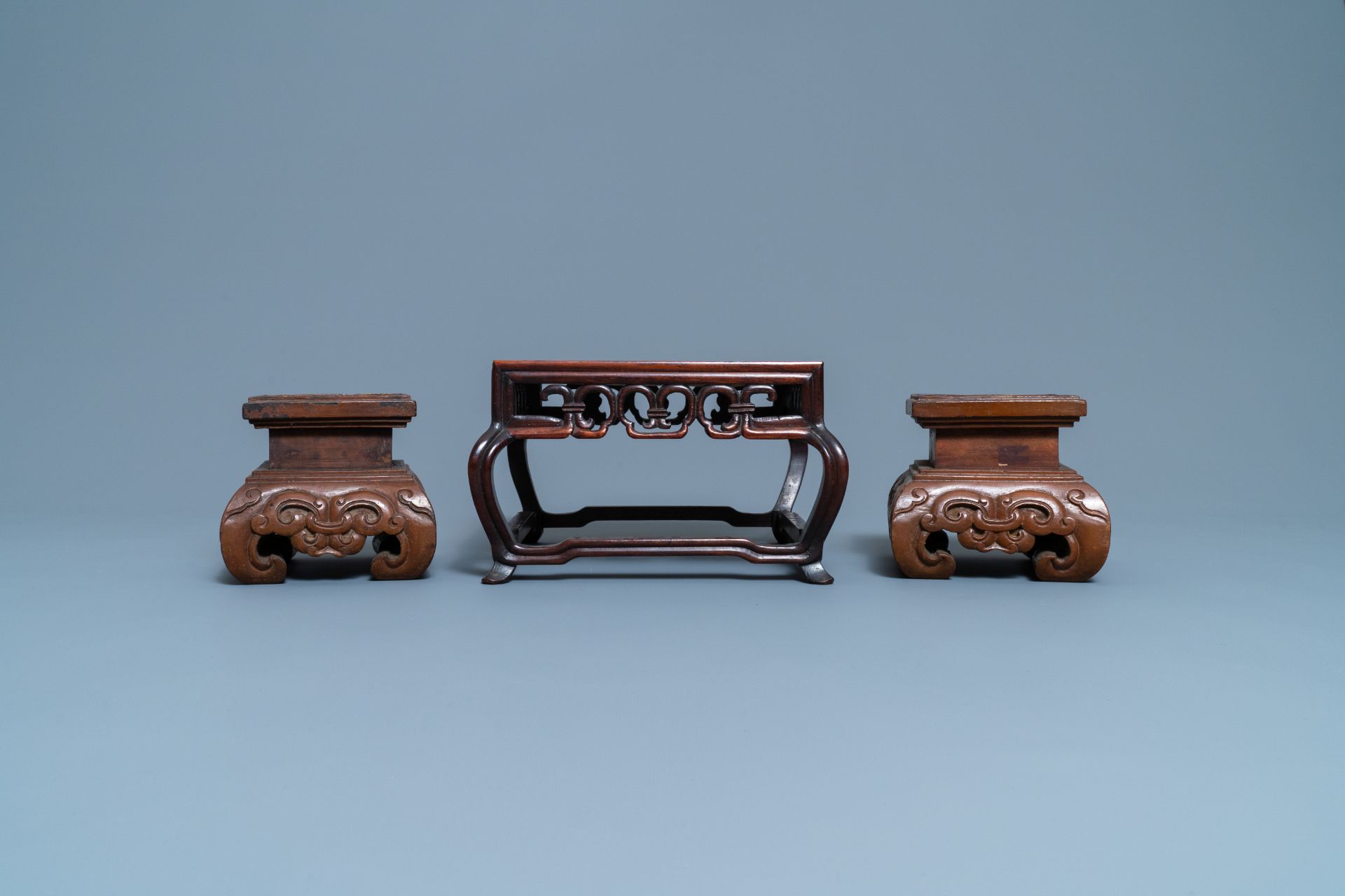 Five Chinese wooden stands, 19/20th C. - Image 11 of 13