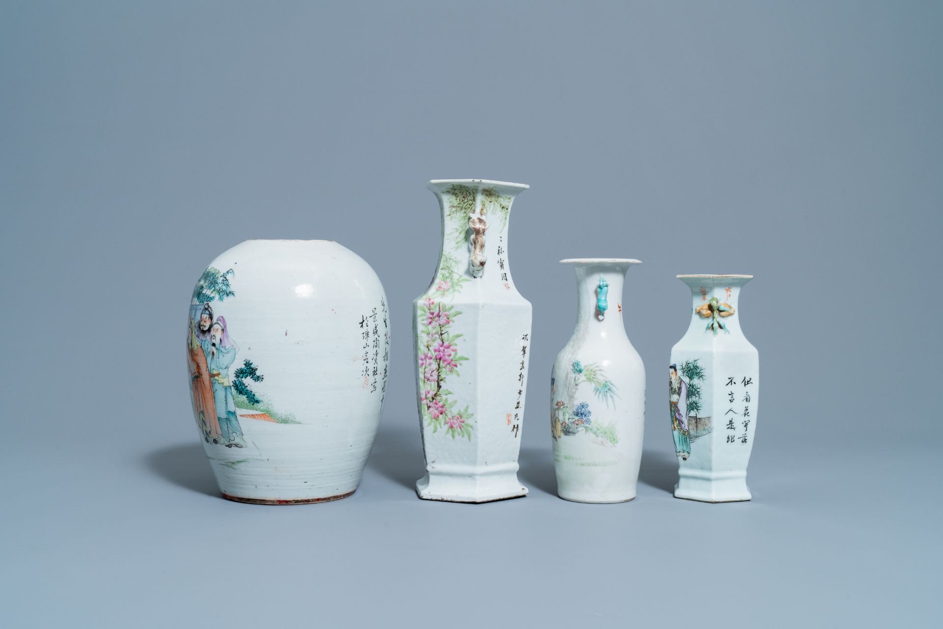 Four Chinese qianjiang cai vases, 19/20th C. - Image 4 of 8
