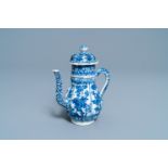 A tall Chinese blue and white teapot and cover, Kangxi