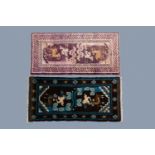 Two Chinese rectangular woollen carpets, 19/20th C.