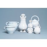 Six large pieces of white Delftware, 18/19th C.