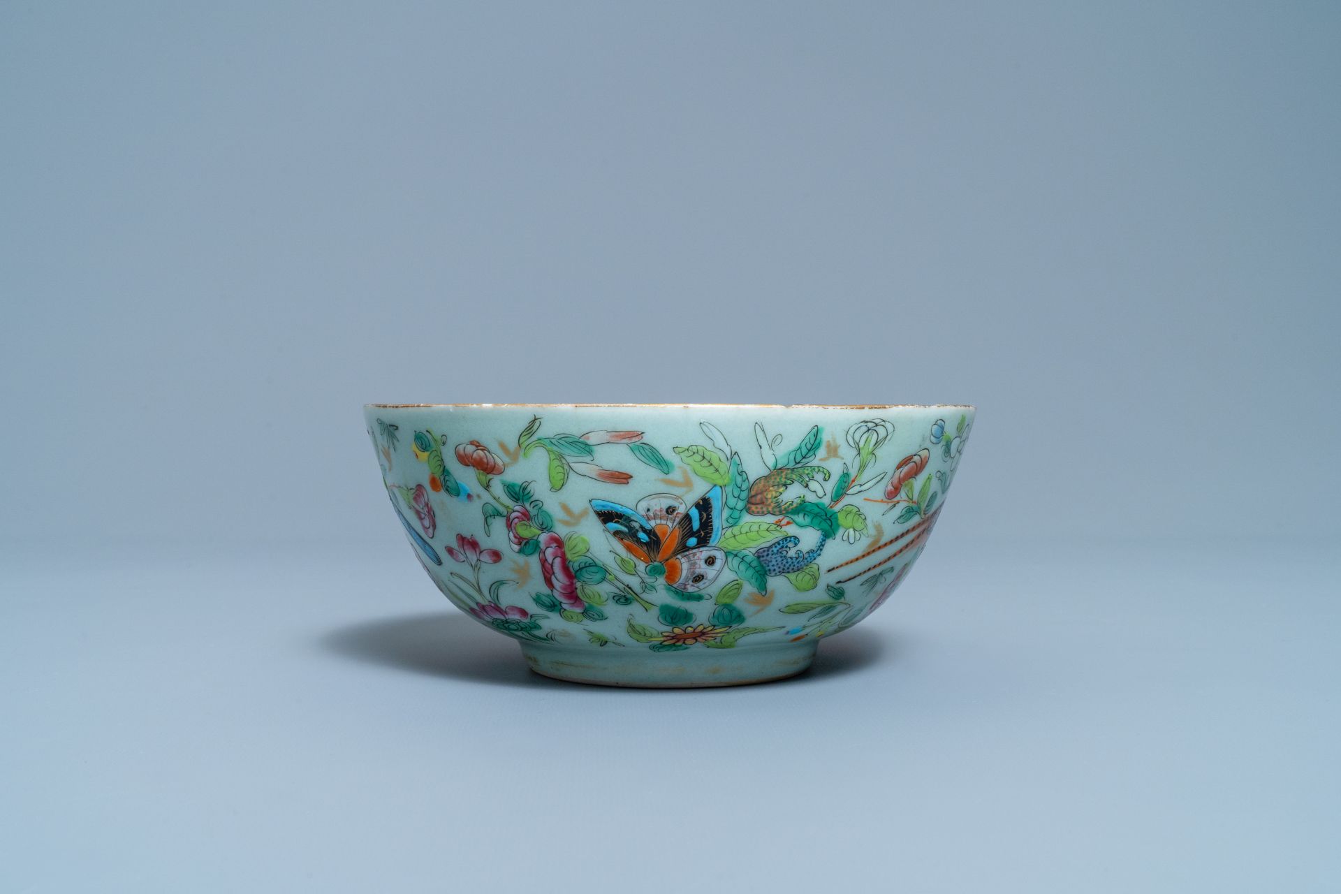 A Chinese Canton famille rose celadon-ground service, 19th C. - Image 15 of 37