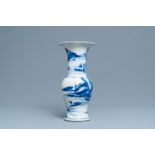 A Chinese blue and white 'river landscape' yenyen vase, Kangxi