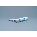 Five Chinese blue and white nesting bowls, Chenghua mark, Transitional period