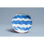 A Chinese blue and white 'wave' plate for the Japanese market, Chenghua mark, Tianqi