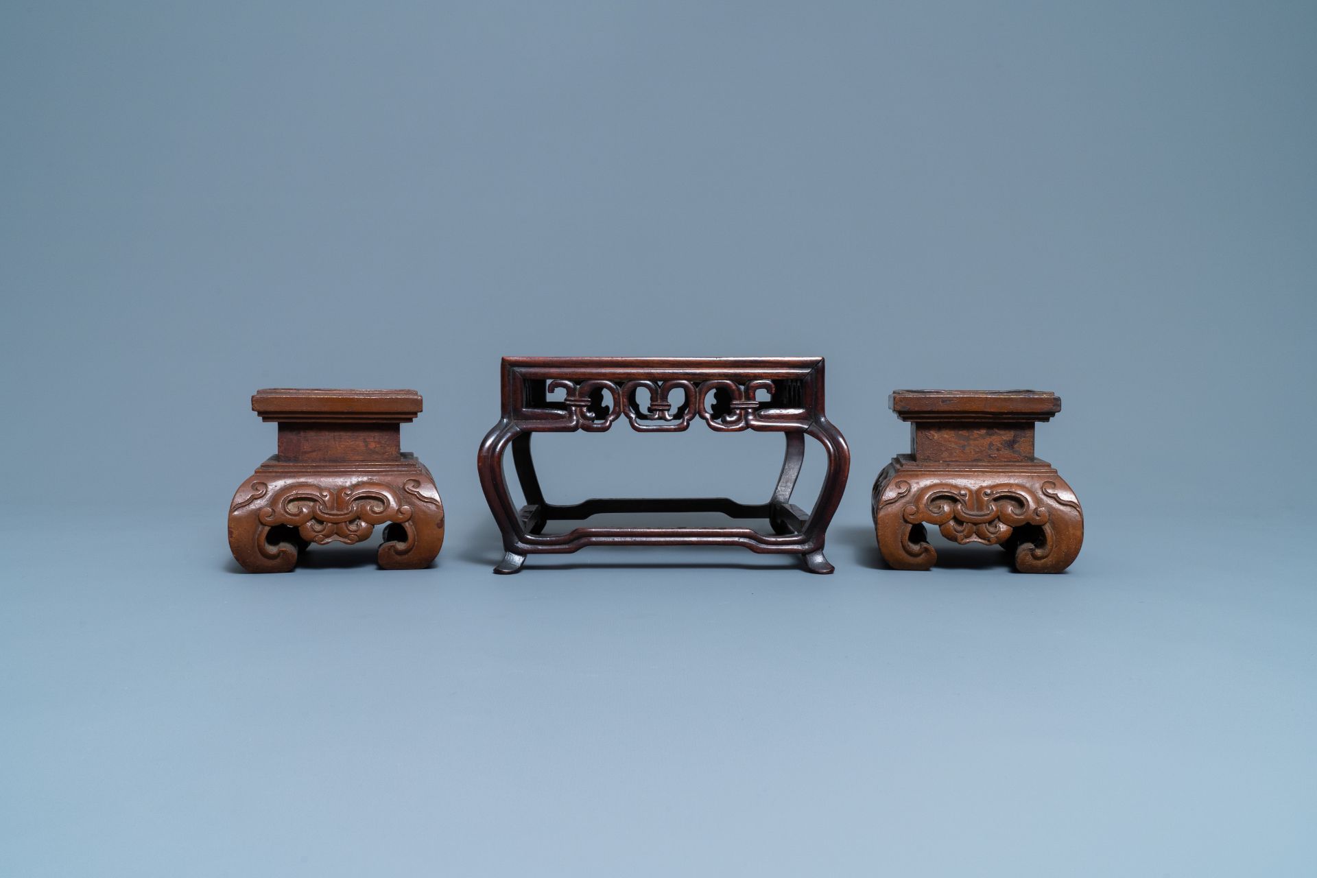 Five Chinese wooden stands, 19/20th C. - Image 8 of 13